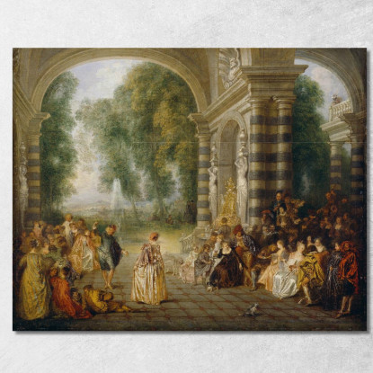 I Piaceri Del Ballo Jean-Antoine Watteau jaw20 quadro stampato su tela