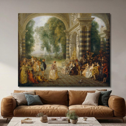 I Piaceri Del Ballo Jean-Antoine Watteau jaw20 quadro stampato su tela