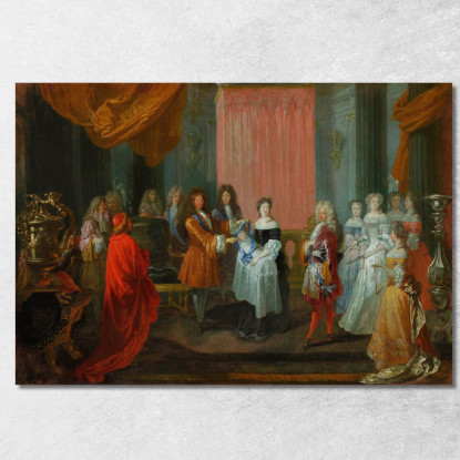 Luigi Xiv Conferisce L'Ordine Del Cordon Bleu Al Duca Di Borgogna Padre Di Luigi Xv Jean-Antoine Watteau jaw21 quadro stampato