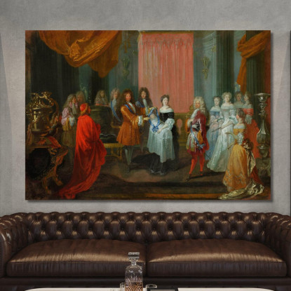 Luigi Xiv Conferisce L'Ordine Del Cordon Bleu Al Duca Di Borgogna Padre Di Luigi Xv Jean-Antoine Watteau jaw21 quadro stampato