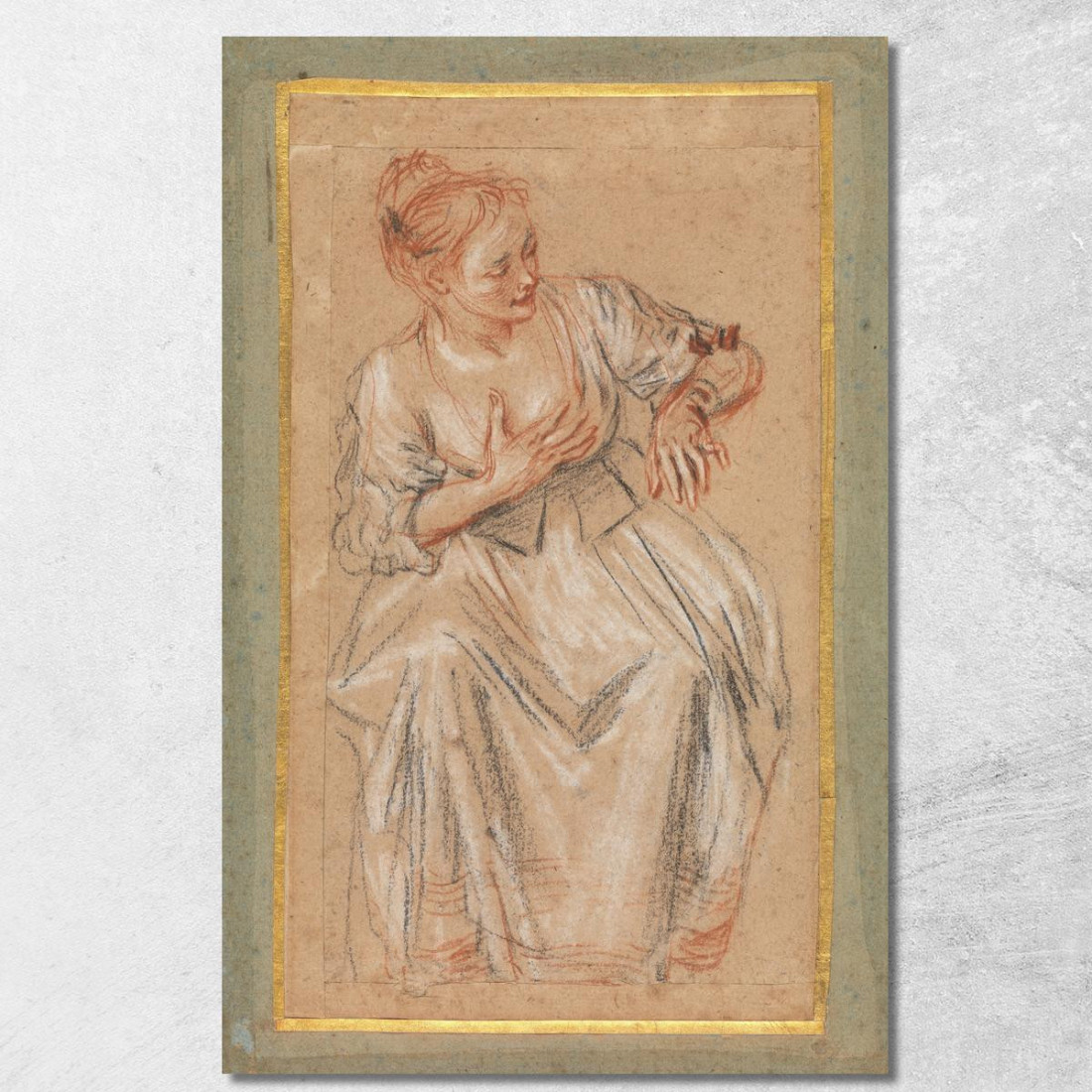 Donna Seduta Jean-Antoine Watteau jaw28 quadro stampato su tela