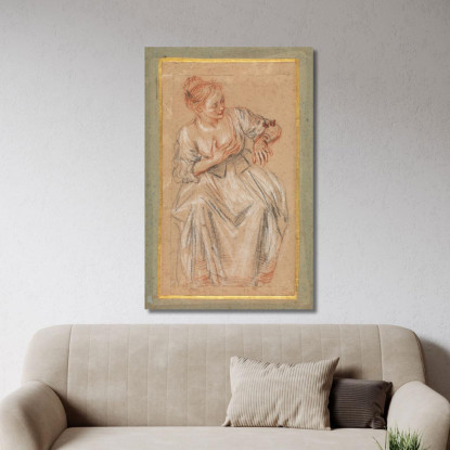 Donna Seduta Jean-Antoine Watteau jaw28 quadro stampato su tela