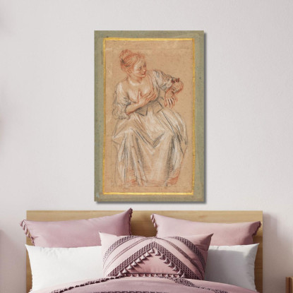 Donna Seduta Jean-Antoine Watteau jaw28 quadro stampato su tela