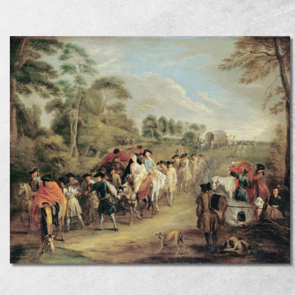 Soldati In Marcia Jean-Antoine Watteau jaw29 quadro stampato su tela