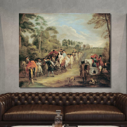 Soldati In Marcia Jean-Antoine Watteau jaw29 quadro stampato su tela