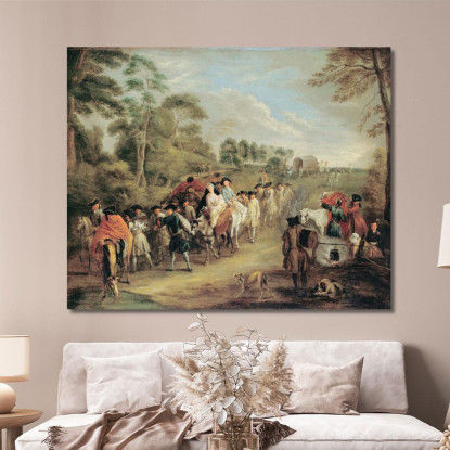 Soldati In Marcia Jean-Antoine Watteau jaw29 quadro stampato su tela