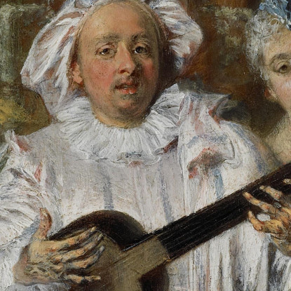 Con Un Abito Da Mezetin Jean-Antoine Watteau jaw30 quadro stampato su tela