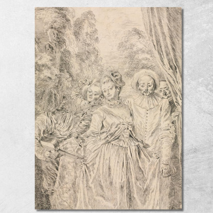 Gli Abiti Sono Italiani Jean-Antoine Watteau jaw31 quadro stampato su tela