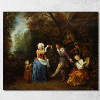 La Danza Di Campagna Jean-Antoine Watteau jaw32 quadro stampato su tela