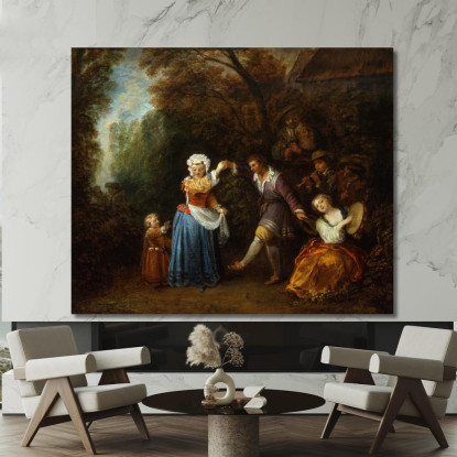 La Danza Di Campagna Jean-Antoine Watteau jaw32 quadro stampato su tela