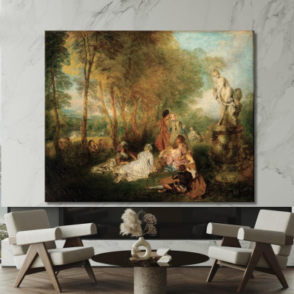 La Festa Dell’Amore Jean-Antoine Watteau jaw35 quadro stampato su tela