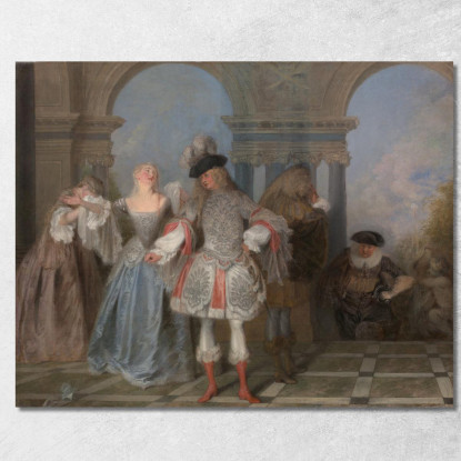 I Comici Francesi Jean-Antoine Watteau jaw36 quadro stampato su tela