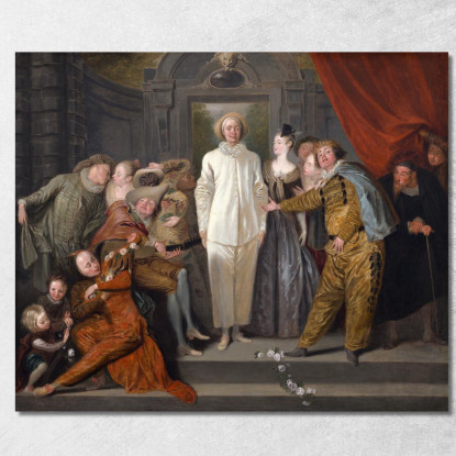 I Comici Italiani Jean-Antoine Watteau jaw37 quadro stampato su tela