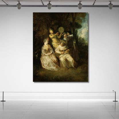 La Serenata Italiana Jean-Antoine Watteau jaw38 quadro stampato su tela
