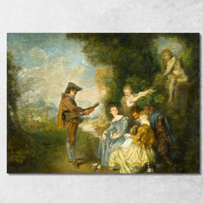 La Lezione D’Amore Jean-Antoine Watteau jaw39 quadro stampato su tela