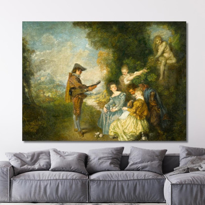 La Lezione D’Amore Jean-Antoine Watteau jaw39 quadro stampato su tela