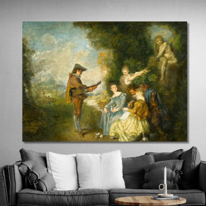 La Lezione D’Amore Jean-Antoine Watteau jaw39 quadro stampato su tela