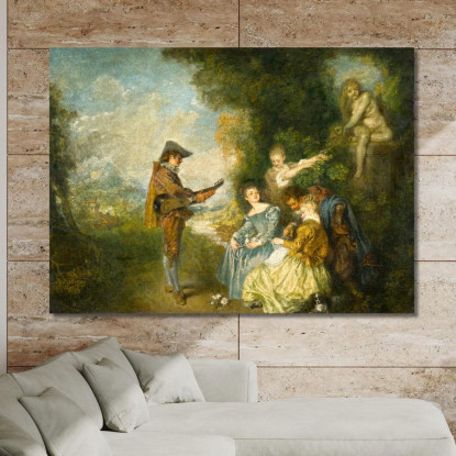 La Lezione D’Amore Jean-Antoine Watteau jaw39 quadro stampato su tela