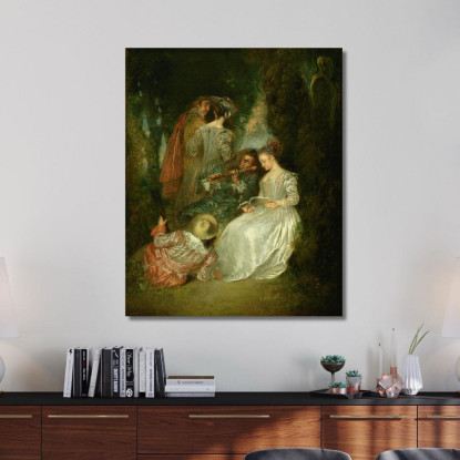 Il Perfetto Accordo Jean-Antoine Watteau jaw40 quadro stampato su tela