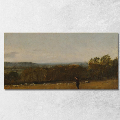 Un Pastore In Un Paesaggio Che Guarda Attraverso Dedham Vale Verso Langham John Constable jcn7 quadro stampato su tela
