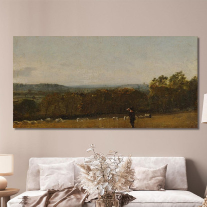 Un Pastore In Un Paesaggio Che Guarda Attraverso Dedham Vale Verso Langham John Constable jcn7 quadro stampato su tela