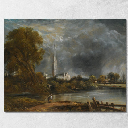 Cattedrale Di Salisbury Dai Prati (2) John Constable jcn72 quadro stampato su tela