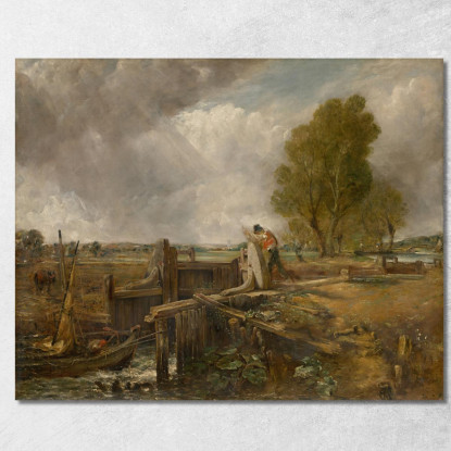 Studio Di Una Barca Che Passa Una Chiusa John Constable jcn83 quadro stampato su tela