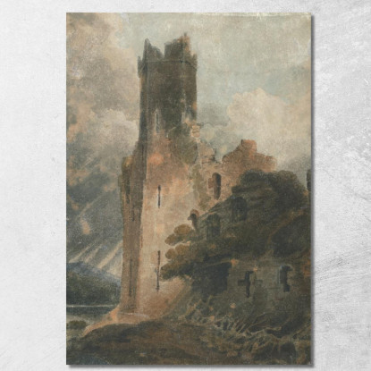 Una Torre Del Castello Di Caernarvon John Sell Cotman jsc1 quadro stampato su tela