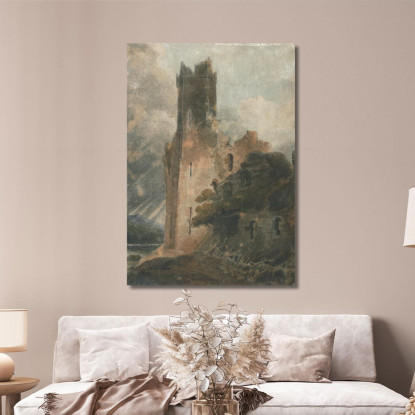 Una Torre Del Castello Di Caernarvon John Sell Cotman jsc1 quadro stampato su tela