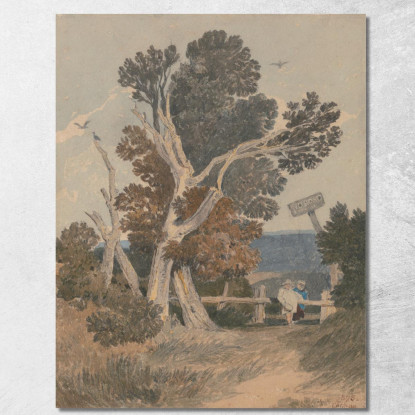 Un Gruppo Di Alberi Vicino A Una Recinzione John Sell Cotman jsc2 quadro stampato su tela