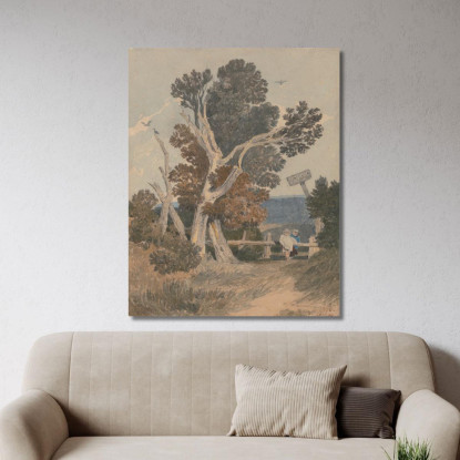 Un Gruppo Di Alberi Vicino A Una Recinzione John Sell Cotman jsc2 quadro stampato su tela