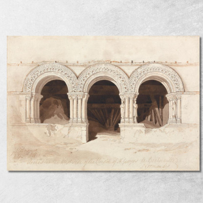 Archi Nel Lato Ovest Del Chiostro Di Saint-Georges De Boscherville Vicino A Rouen Normandia John Sell Cotman jsc6 quadro stampa