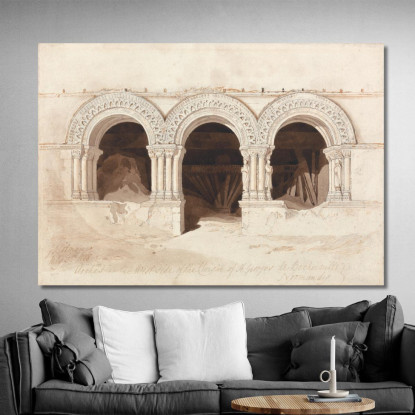 Archi Nel Lato Ovest Del Chiostro Di Saint-Georges De Boscherville Vicino A Rouen Normandia John Sell Cotman jsc6 quadro stampa