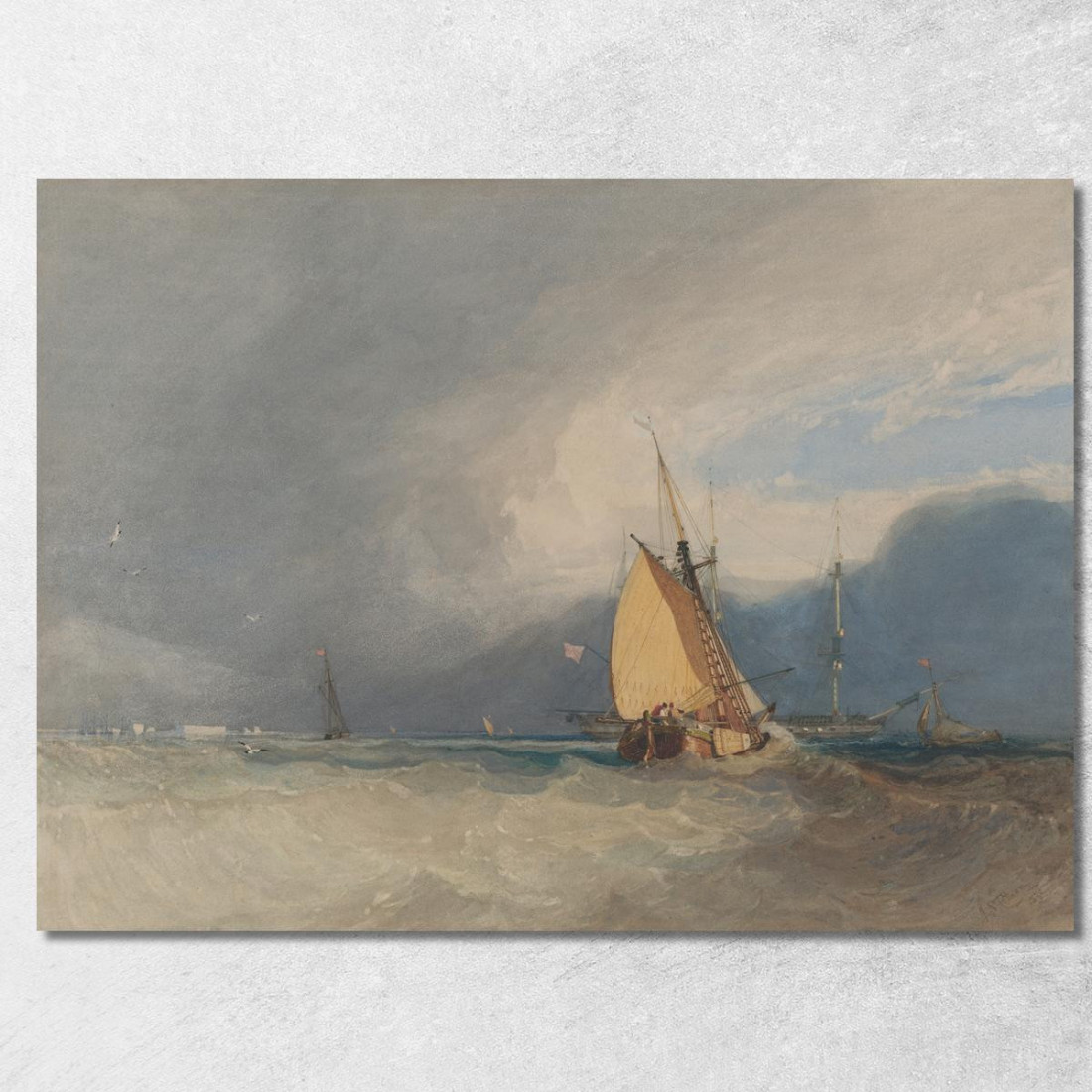 Barche Al Largo Della Costa Con Tempesta In Arrivo John Sell Cotman jsc9 quadro stampato su tela