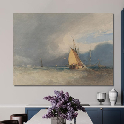 Barche Al Largo Della Costa Con Tempesta In Arrivo John Sell Cotman jsc9 quadro stampato su tela