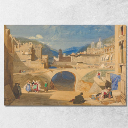 Ponte In Una Città Continentale John Sell Cotman jsc10 quadro stampato su tela