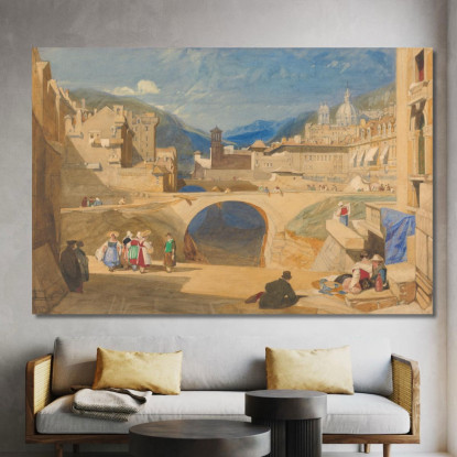 Ponte In Una Città Continentale John Sell Cotman jsc10 quadro stampato su tela