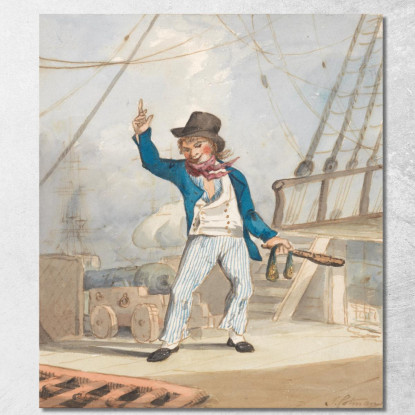 Caricatura Di Un Marinaio Una Di Un Set Di Tre John Sell Cotman jsc11 quadro stampato su tela