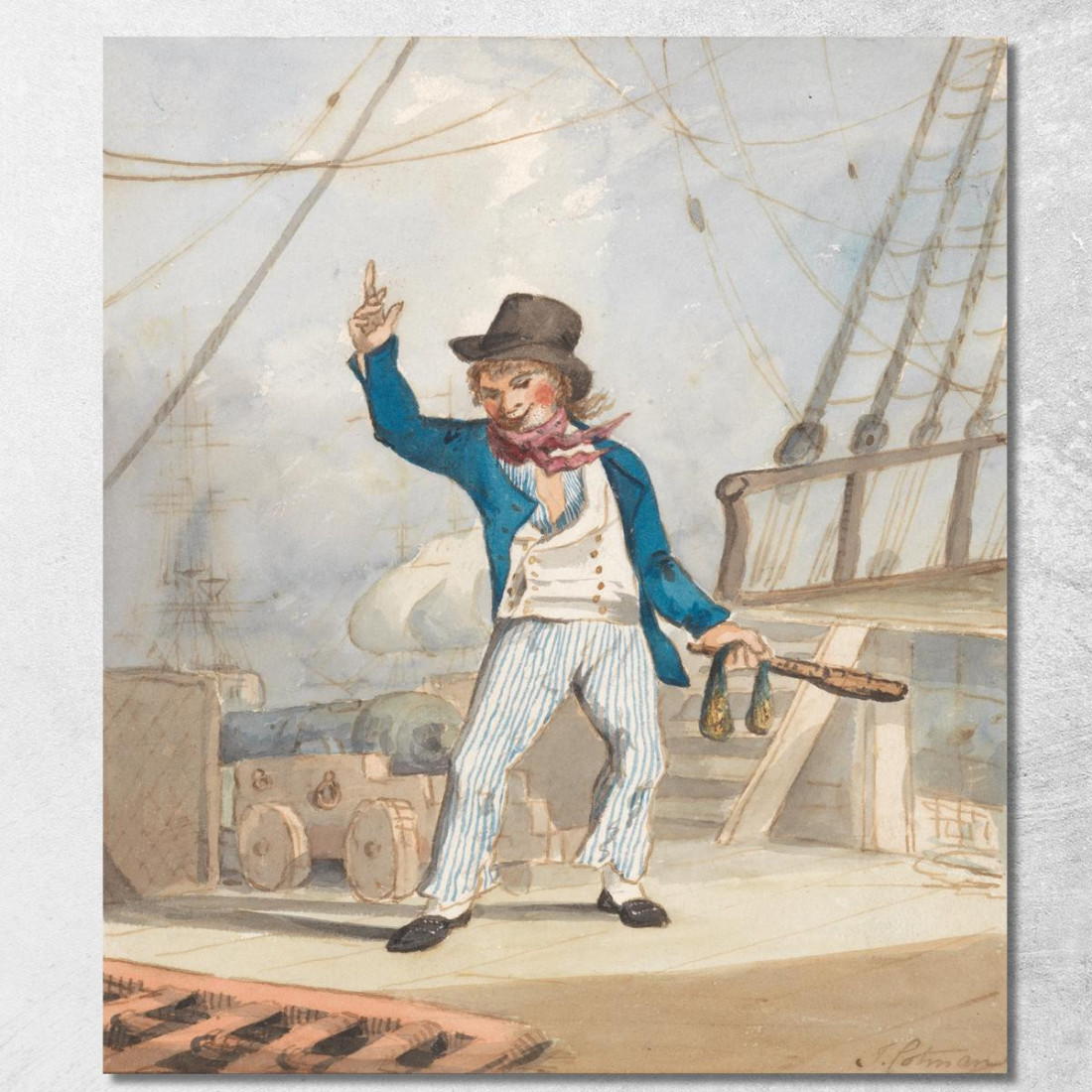 Caricatura Di Un Marinaio Una Di Un Set Di Tre John Sell Cotman jsc11 quadro stampato su tela