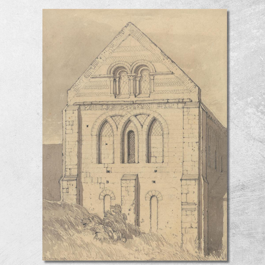 Chiesa Di Graville Vicino A Le Havre Normandia Estremità Del Transetto Nord John Sell Cotman jsc16 quadro stampato su tela