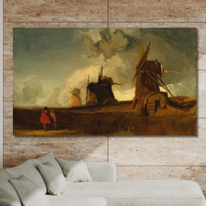 Mulini Di Drenaggio Nelle Paludi Di Crowland Lincolnshire John Sell Cotman jsc19 quadro stampato su tela