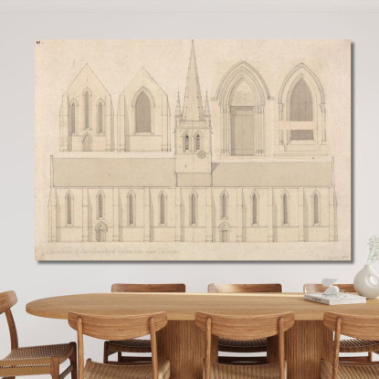 Elevazione Della Chiesa Di Colombiers Vicino A Valognes Normandia John Sell Cotman jsc24 quadro stampato su tela