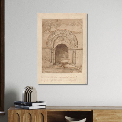 Ingresso Al Mercato Del Grano Precedentemente La Cappella Di San Luigi A Bayeux John Sell Cotman jsc25 quadro stampato su tela