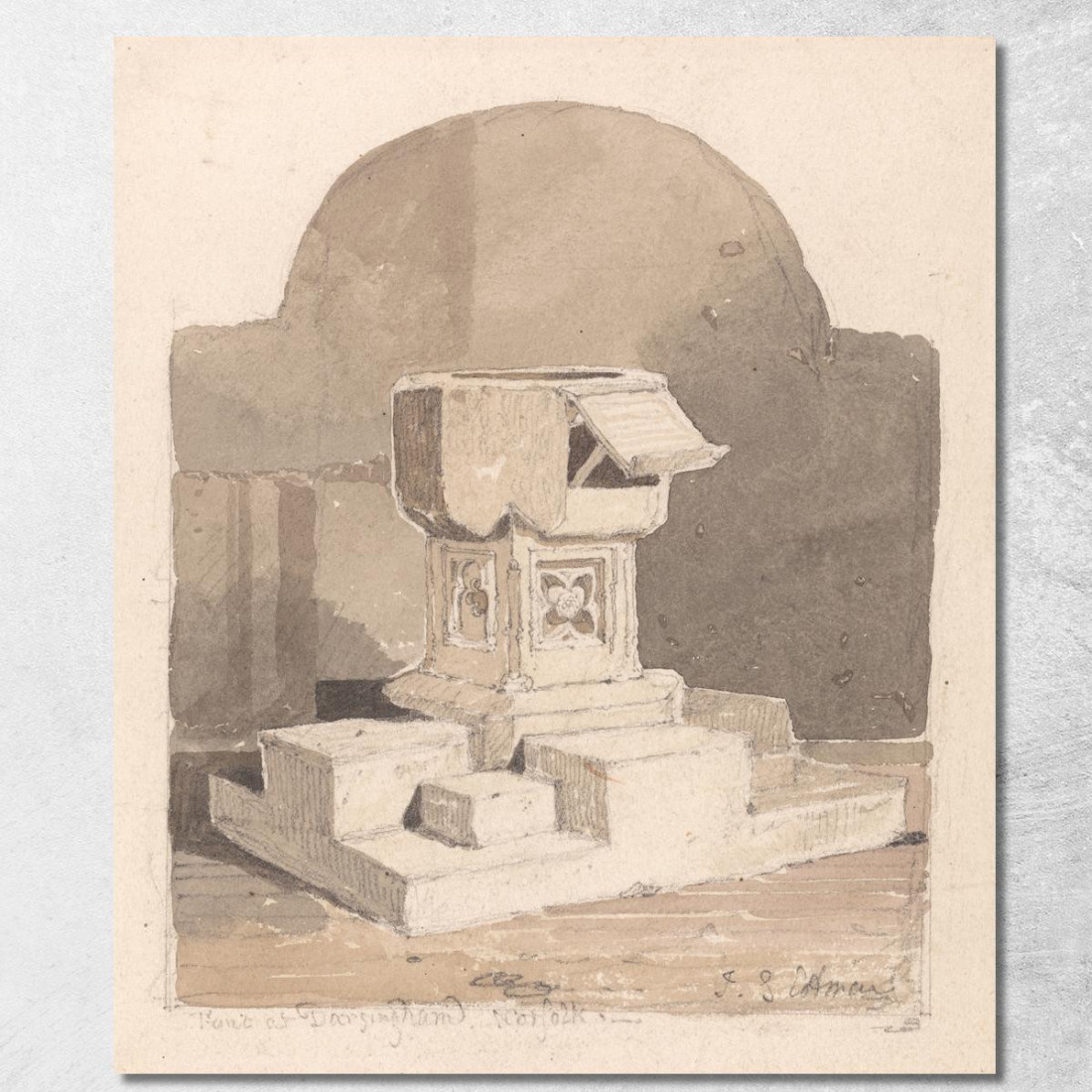 Fonte Battesimale Nella Chiesa Di Dersingham Norfolk John Sell Cotman jsc27 quadro stampato su tela