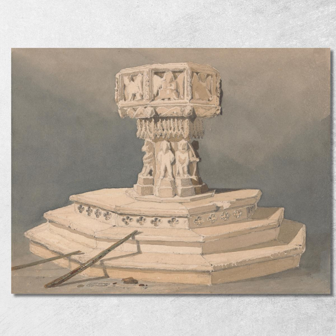 Fonte Battesimale Nella Chiesa Di Happisburgh Norfolk John Sell Cotman jsc28 quadro stampato su tela