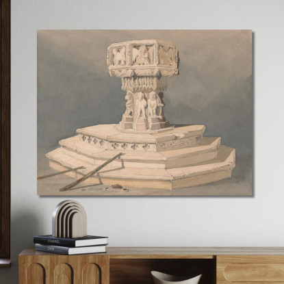 Fonte Battesimale Nella Chiesa Di Happisburgh Norfolk John Sell Cotman jsc28 quadro stampato su tela