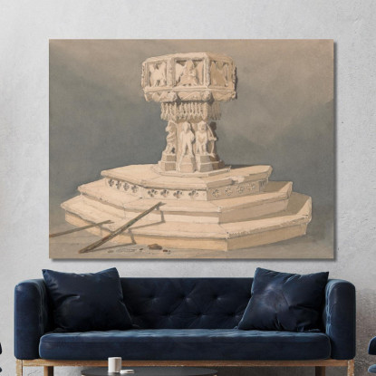 Fonte Battesimale Nella Chiesa Di Happisburgh Norfolk John Sell Cotman jsc28 quadro stampato su tela