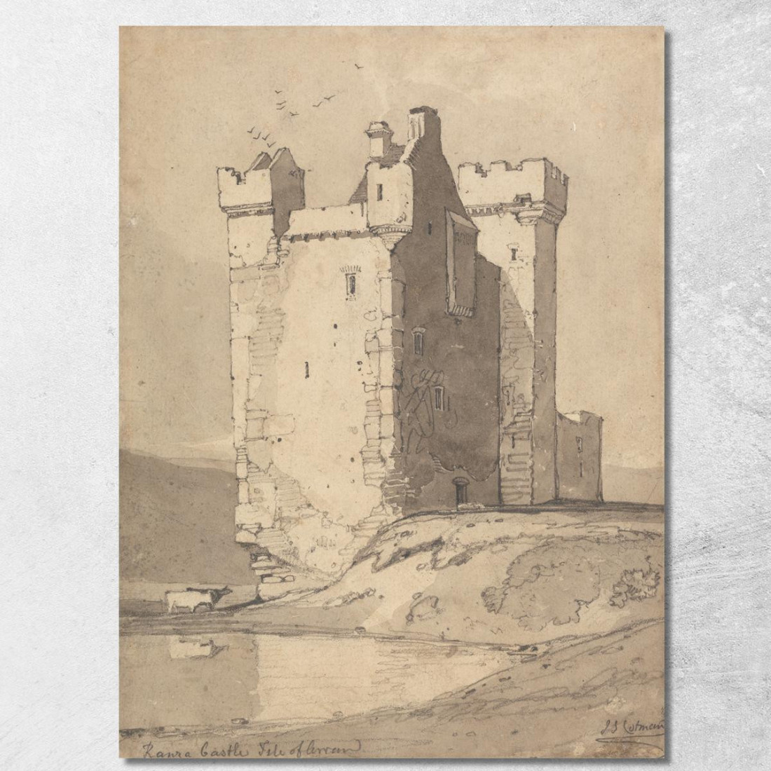 Castello Di Loch Ranza Isola Di Arran Scozia John Sell Cotman jsc36 quadro stampato su tela