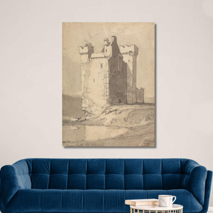 Castello Di Loch Ranza Isola Di Arran Scozia John Sell Cotman jsc36 quadro stampato su tela