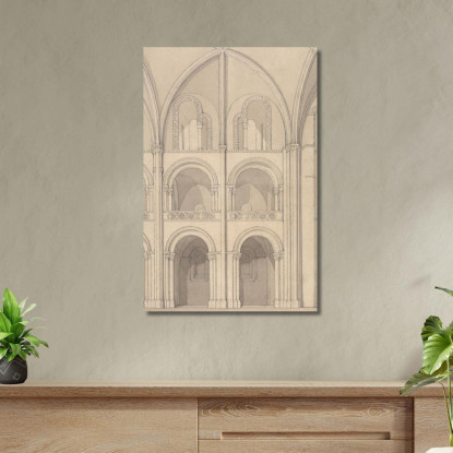 Elevazione Prospettica Di Parte Della Chiesa Abbaziale Di San Stefano A Caen Normandia John Sell Cotman jsc44 quadro stampato s